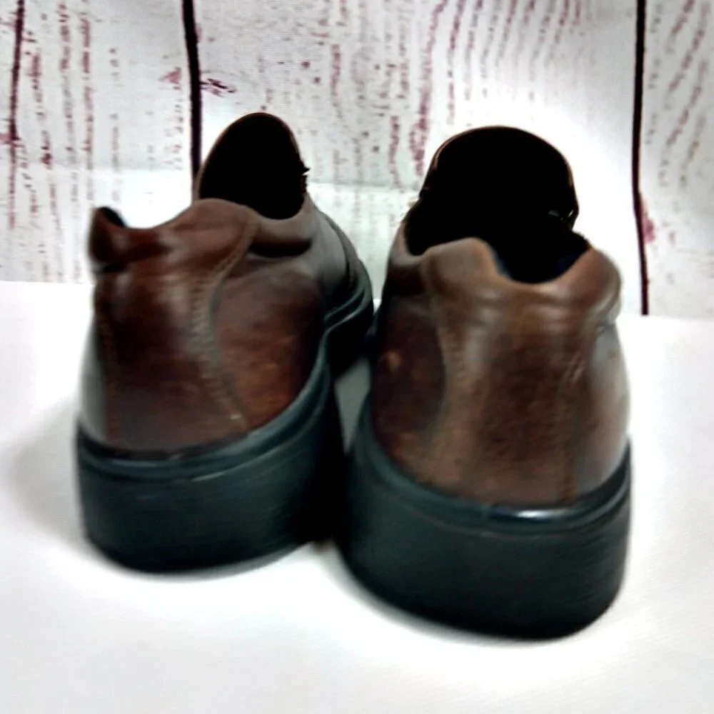 Ecco Shock Point Brown Slip On Loafer Dress Shoes US 9-9.5 EU 43